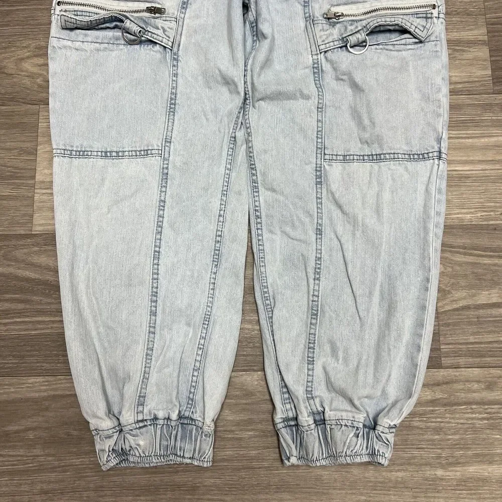 Y2K Hot‎ Topic Jogger Jeans Women 32x25 Curtain Rave Cyber Baggy HipHop Skate - Picture 2 of 11
